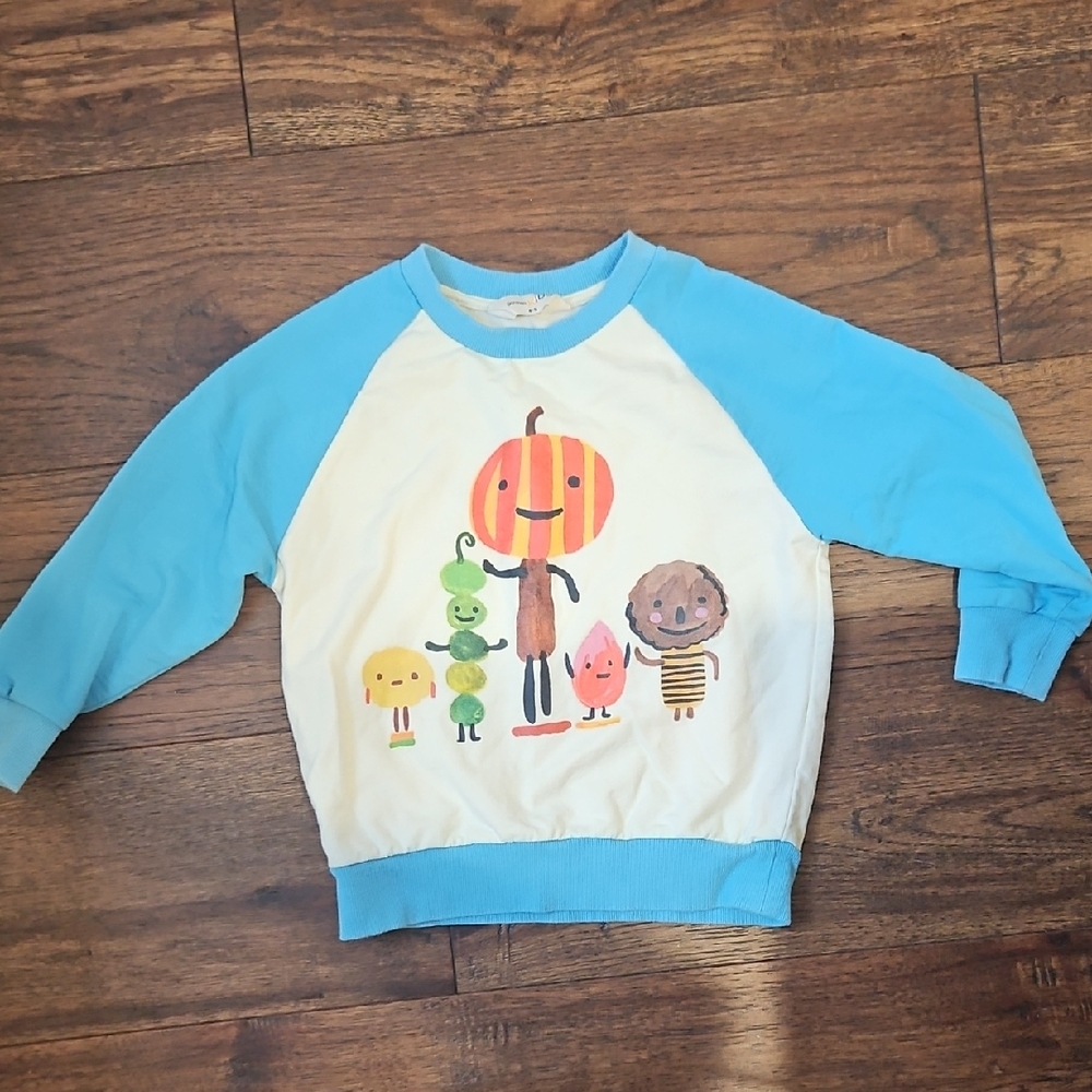 Kids Blue and White Sweatshirt with Cartoon Print